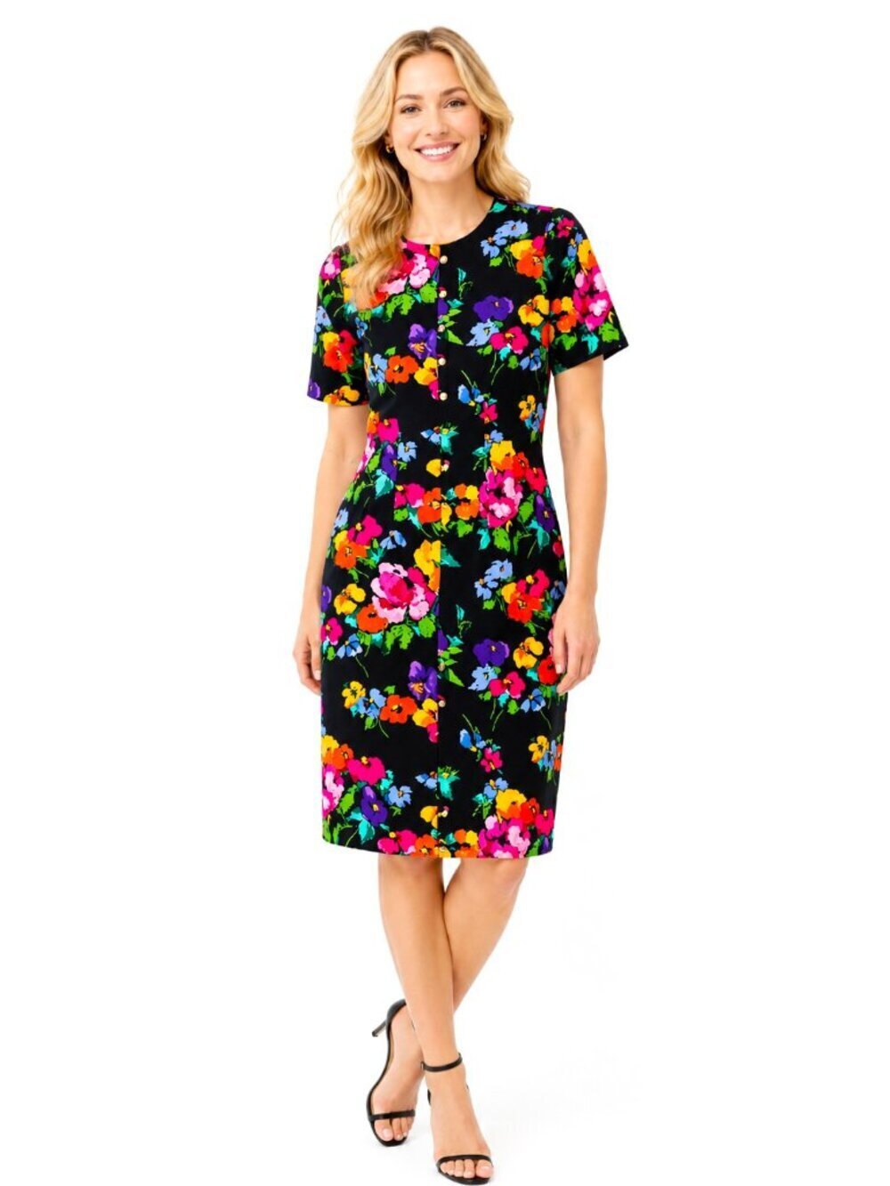 Vintage Nipon Boutique Dark Floral Silk Dress